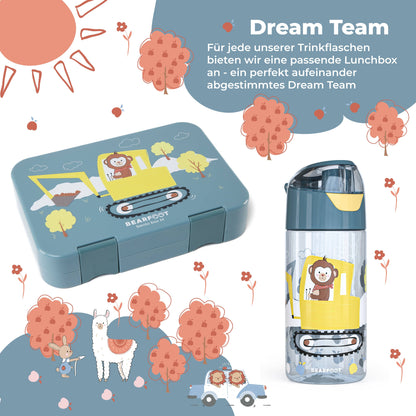 Kids' Water Bottle, Lightweight Water Bottle - Excavator & Monkey