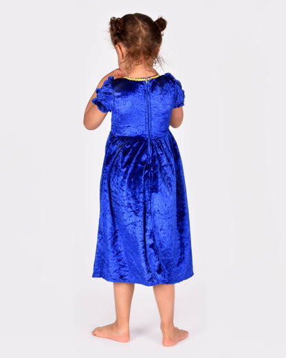 Princess dress in blue velvet size 122-128 cm for children aged 6 to 8