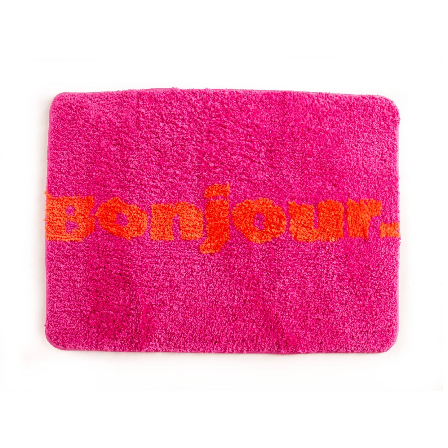 Tapis de bain rose Bonjour
