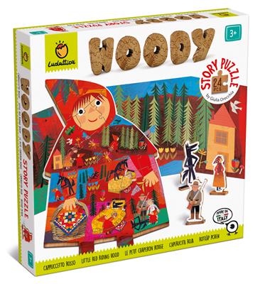 Ludattica Puzzles: WOODY PUZZLE LE PETIT CHAPERON ROUGE 24,5x24,5x4cm, 24 pièces, 5 figurines, en bois, 3+