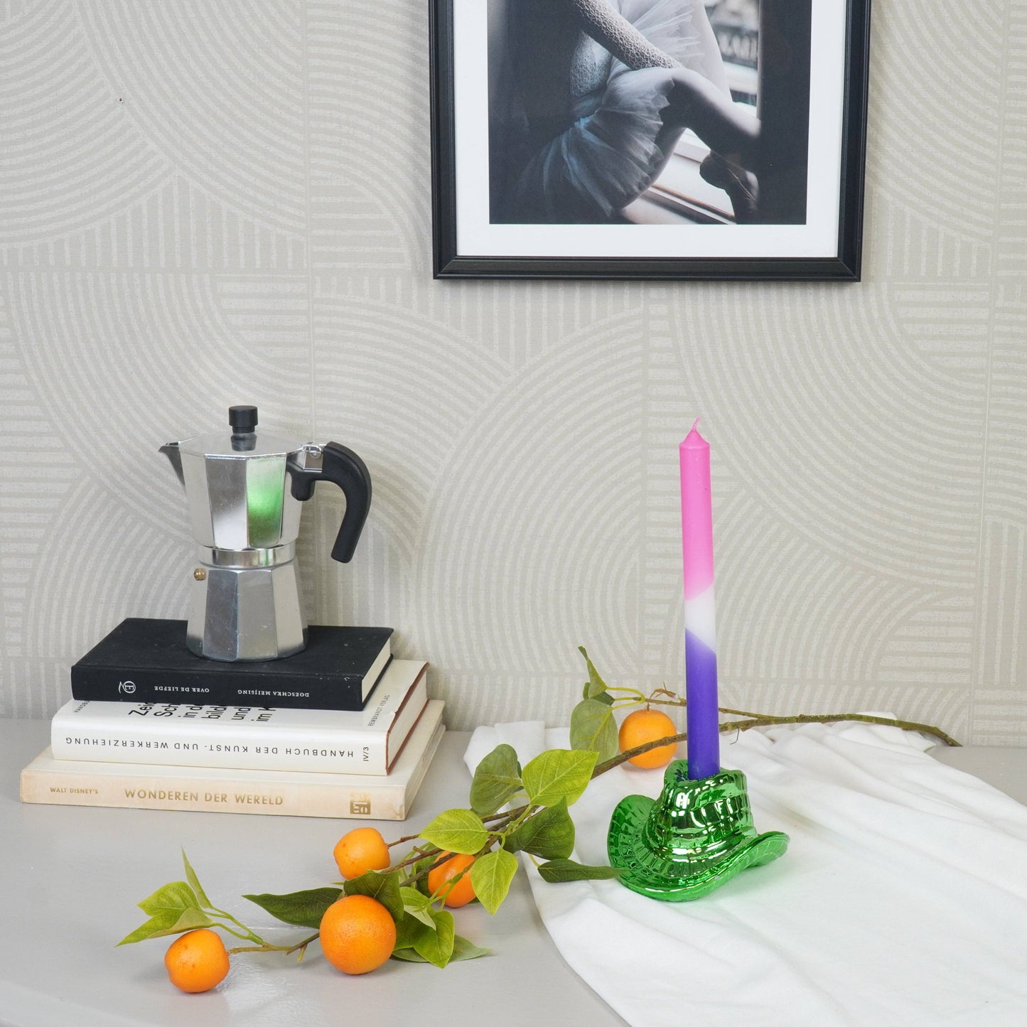 Kandelaar - Cowboyhoed - Groen - 13,5x11x7 cm