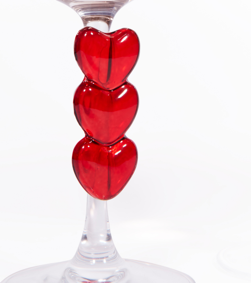 Set of two heart-design Martini glasses