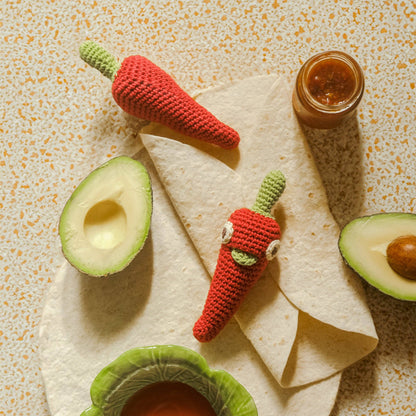 Hochet Piment en crochet 100% coton