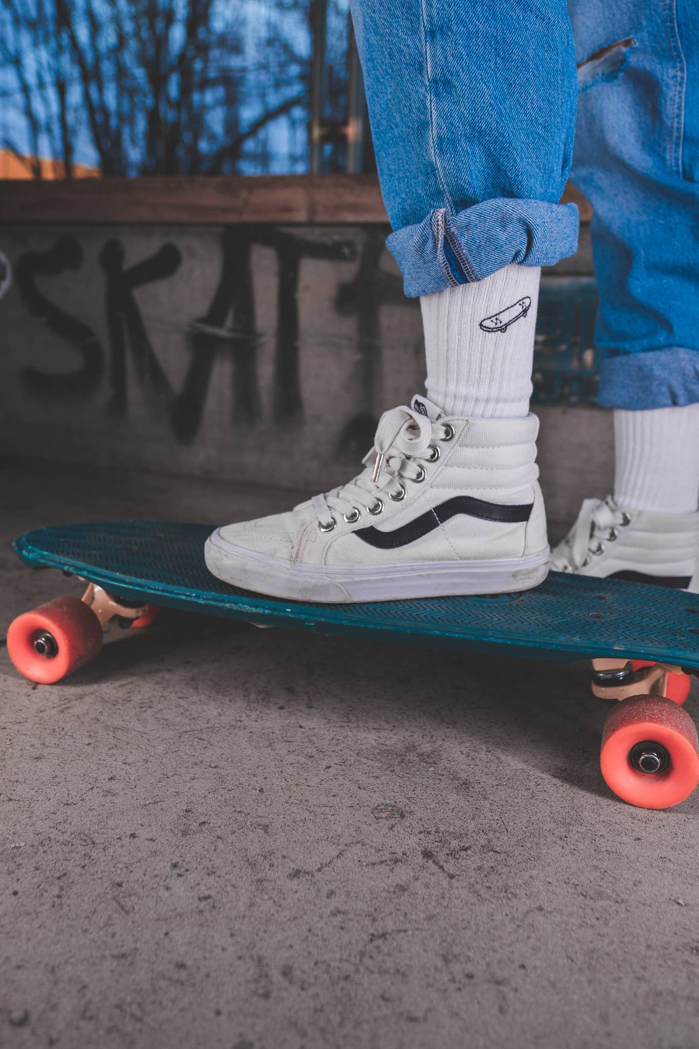 Chaussettes skateboard Charles brodées main