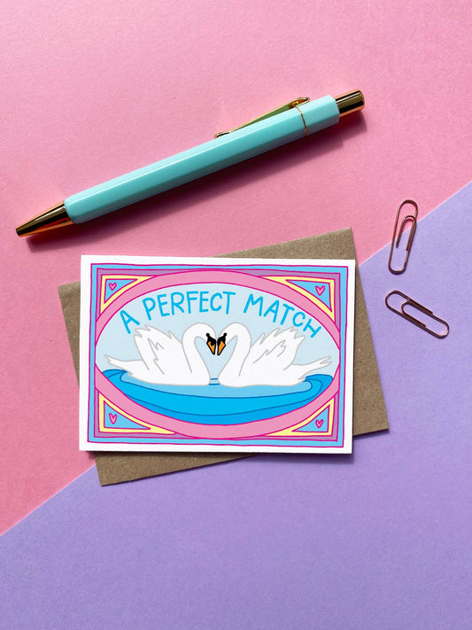 Small Swans "A Perfect Match" Greeting Card
