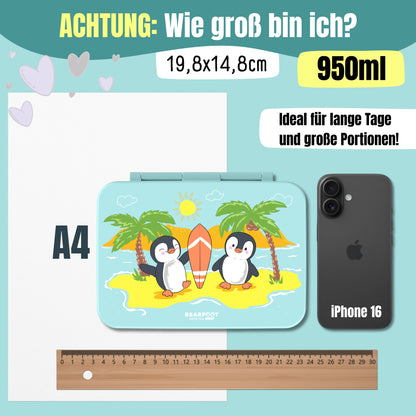 Brotdose mit Fächern, leicht & auslaufsicher - Pinguin