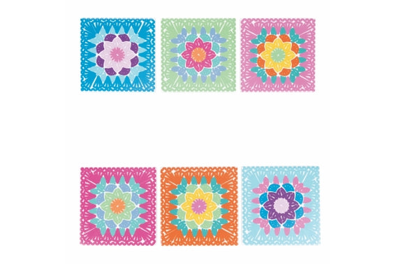CROCHET SQUARE TILE 20CM 6 ASSORTED - 5901286