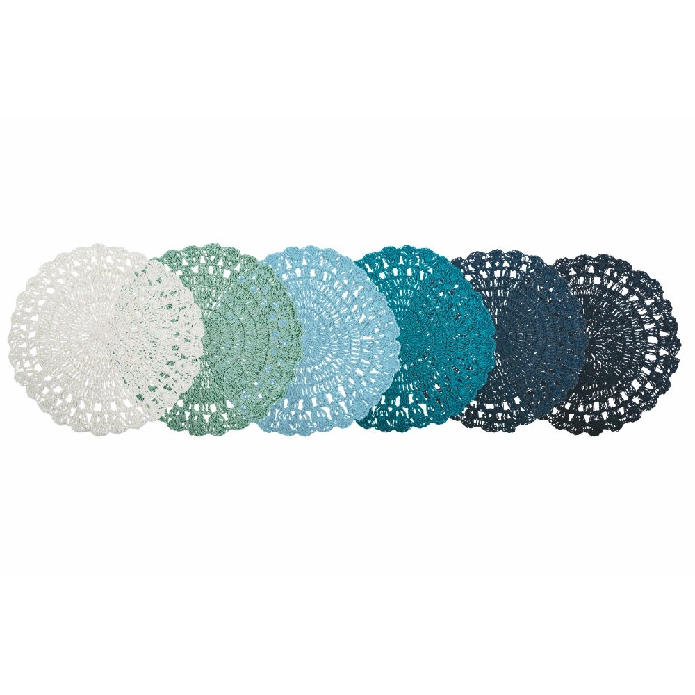 CROCHET ROUND PLACEMAT SET OF 6 OCEAN - 5907227