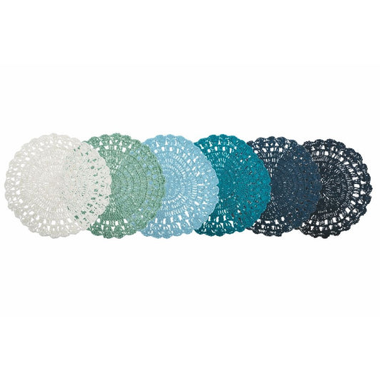 CROCHET ROUND PLACEMAT SET OF 6 OCEAN - 5907227