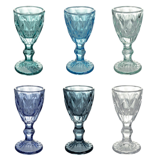 Set of 6 45ml glass liqueur shot glasses, Prisma Ocean