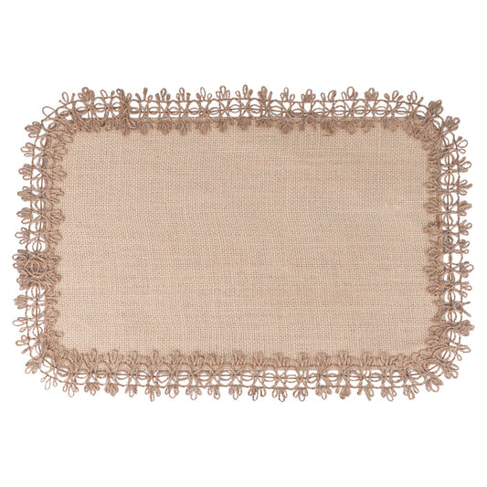 JUTE RECT. PLACEMAT EMBROIDERED BORDER C - 5911184