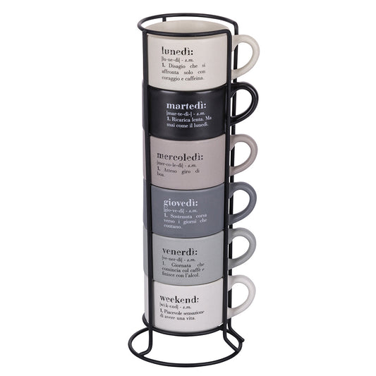 VICTIONARY WEEK SET 6 STACKABLE COFFEE CUPS W/STAND - 5915702