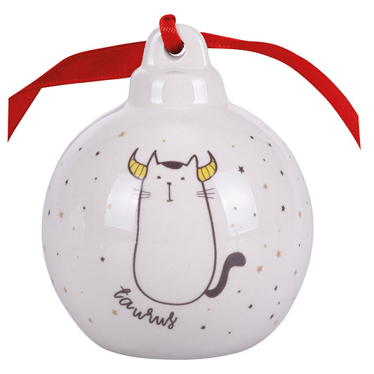 Ceramic Christmas bauble, Oroscocats Taurus