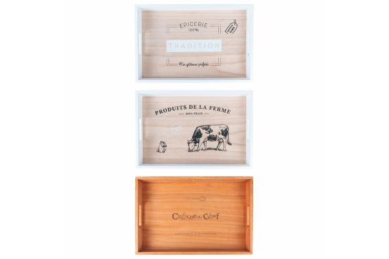RECTANGULAR TRAY 45X30CM WOOD 3 ASST. - 5918711