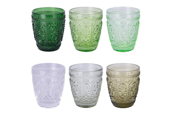 Imperial Greenery Set of 6 green 300 ml glass water glasses 5920867