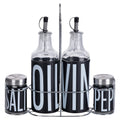 BIG IS MORE GLASS MENAGE SET 4 PCS BLACK + STAND - 5920965