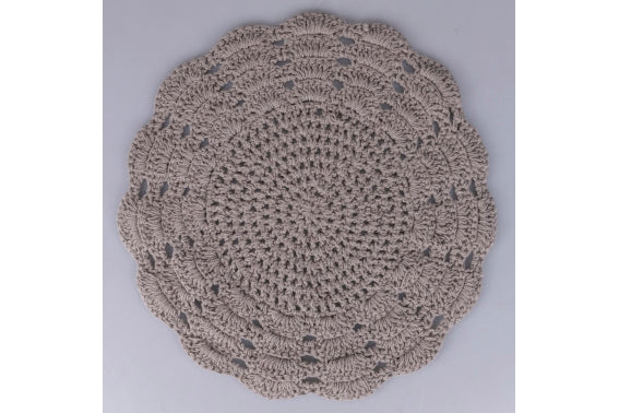 CROCHET PLACEMAT D 38CM LIGHT GREY - 5921182