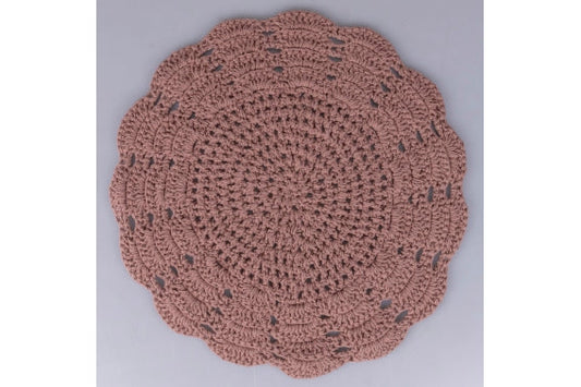 CROCHET PLACEMAT DIA 38CM PINK - 5921186
