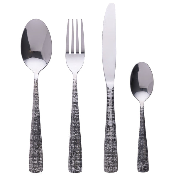 TEXTURE SET 24PCS SILVER CUTLERY SHINY - 5921396