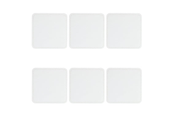 HORECA SET 6 WHITE LEATHER COASTERS 10X10CM - 5921714