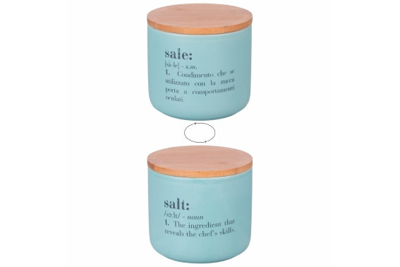 VICTIONARY SALE - DOUBLE-SIDED SALT JAR WITH BAMBOO LID - 5921878