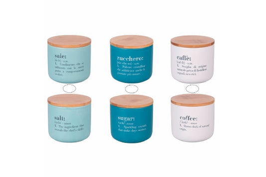 VICTIONARY SET 3 PCS SALT COFFEE SUGAR FACES JAR - 5921881