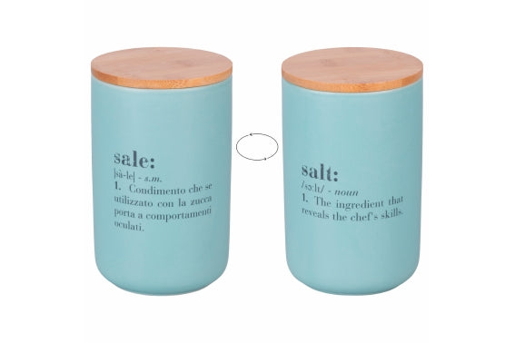 VICTIONARY SALE - DOUBLE-SIDED SALT CELLAR WITH BAMBOO LID - 5921882