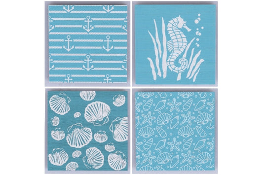 SET OF 4 COASTERS 4 ASS / TURQUOISE - 5922315