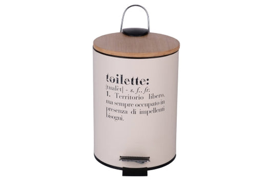 VICTIONARY DUSTBIN W/BAMBOO TOILET 3L BEIGE - 5922960