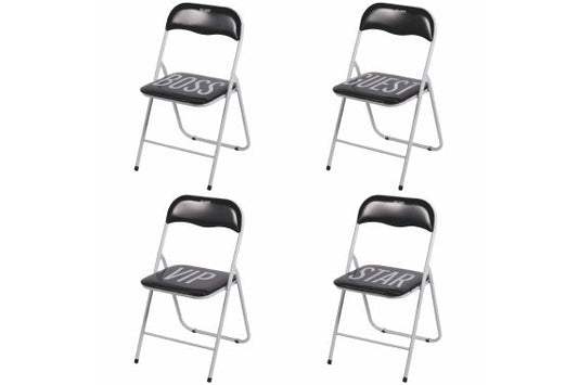 BIGISMORE FOLDING CHAIR BLACK COLOR 4 SEATER - 5923328