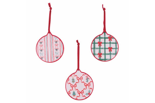 XMAS DECORATIVE BOWS TILE 11.5 ROUND 3ASS - 5924195