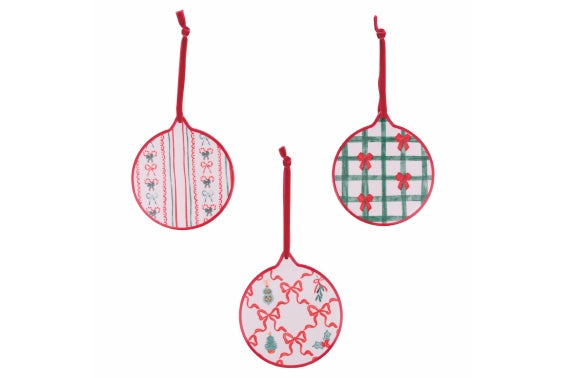 XMAS DECORATIVE BOWS TILE 11.5 ROUND 3ASS - 5924195