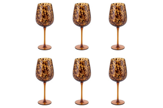 JAMILA SET OF 6 510ML AMBER GOBLETS WITH BROWN BALLS - 5925098
