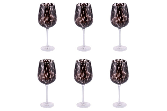 JAMILA SET OF 6 GOBLETS 510ML TRANSP.W/BLACK BAL - 5925101