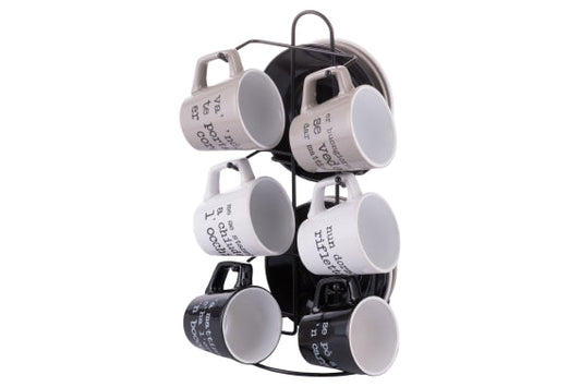 SPHERE SET OF 6 CUPS W/ SAUCERS W/ STAND - 5925699