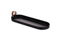 BLACK METAL TRAY/LEATHER HANDLE 35.5X12X2CM - 5926335