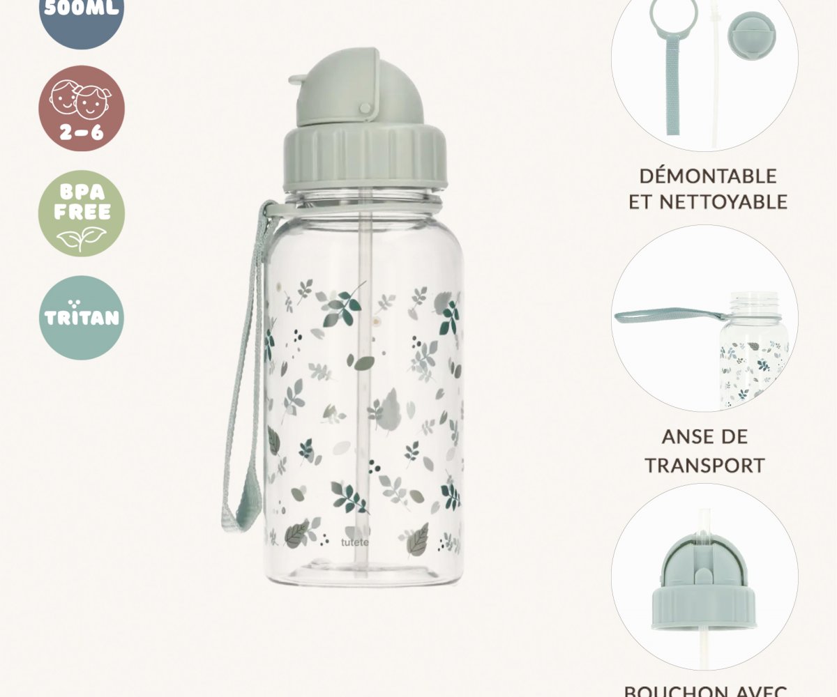 Bouteille Plastique Feuilles Couleur Sauge