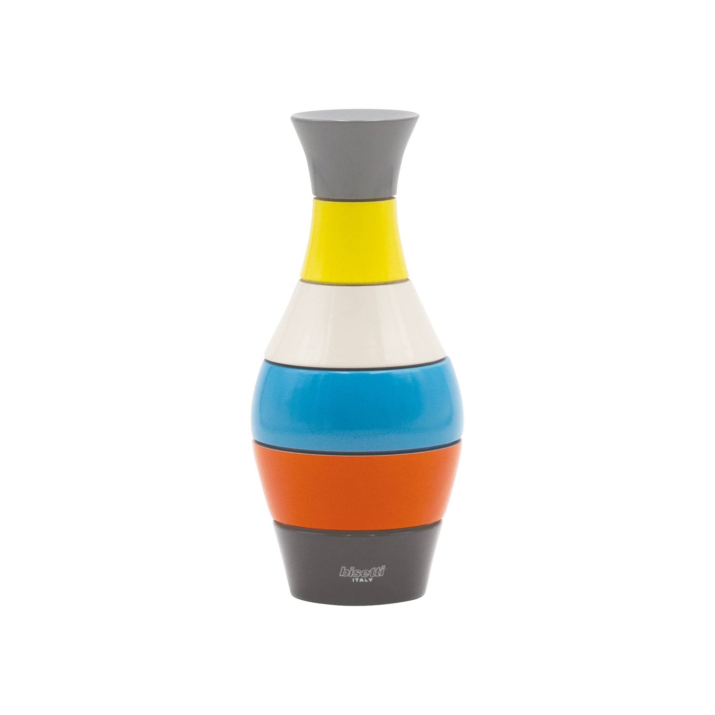 Large "Vase" spice mill in multicolored lacquered beech wood