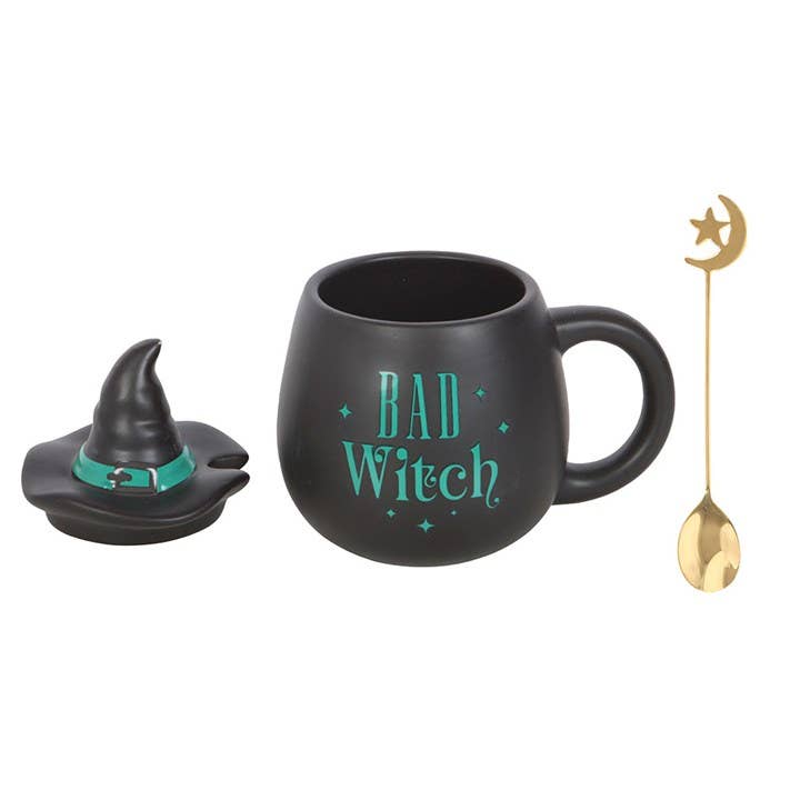"Bad Witch" mug with lid and spoon