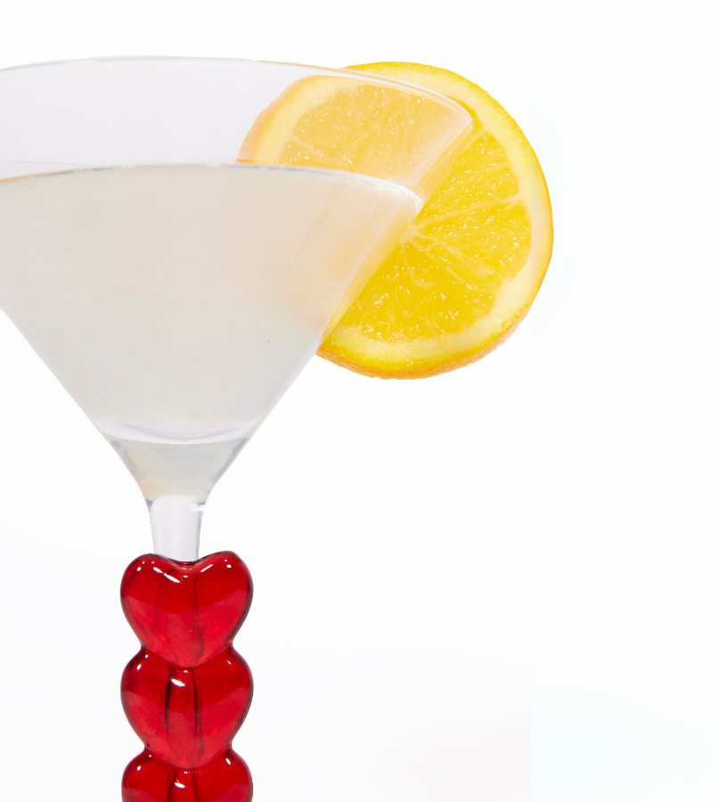 Set of two heart-design Martini glasses