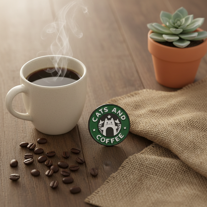Cats and Coffee Pins