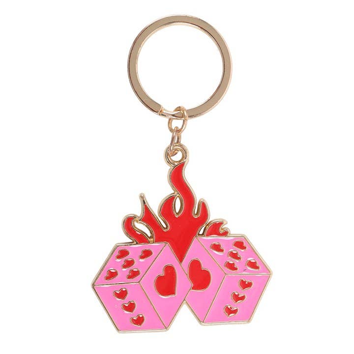 Flame Dice Keychain