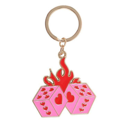 Flame Dice Keychain