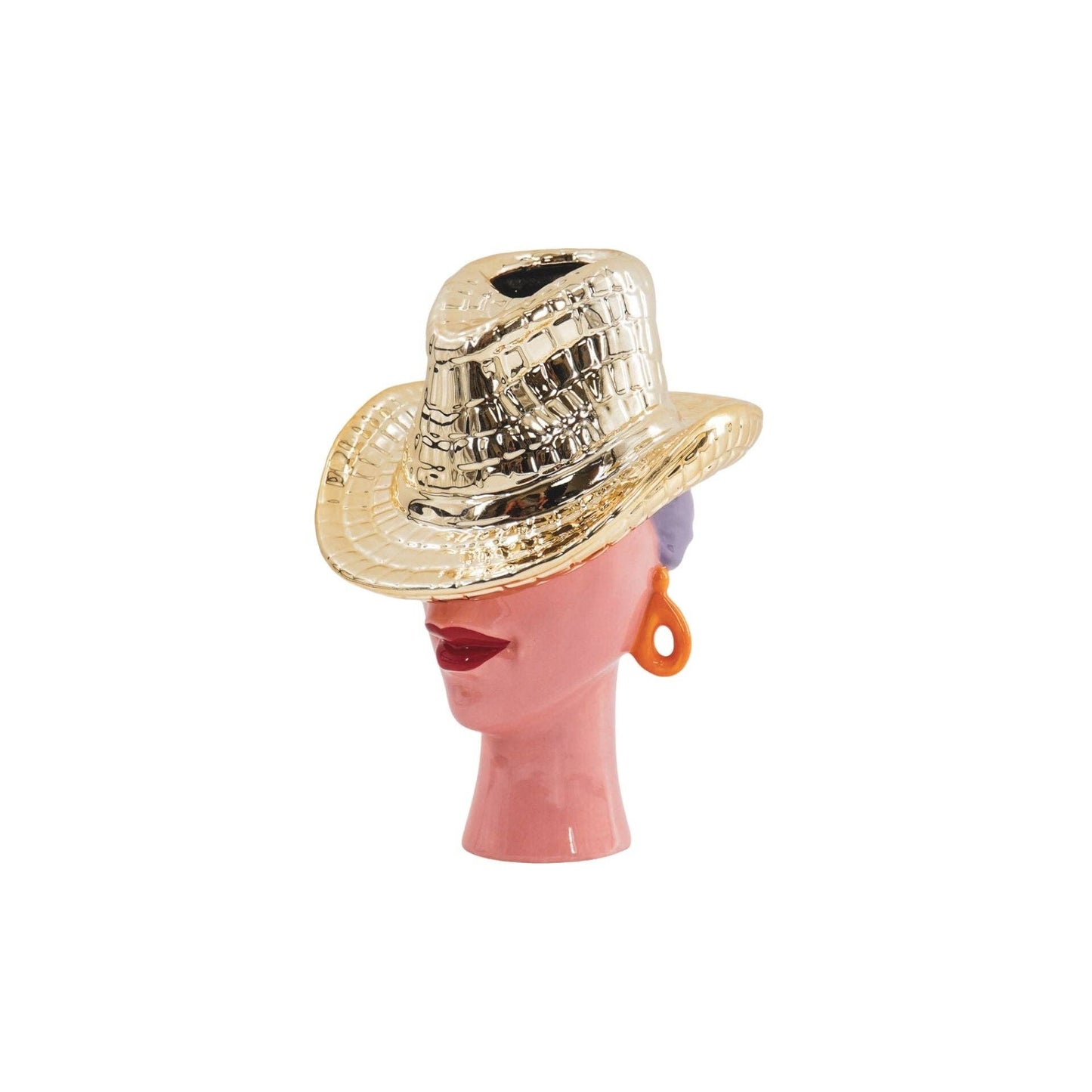 Flower vase - Cowboy hat vase - Gold - 19x16x23.5 cm
