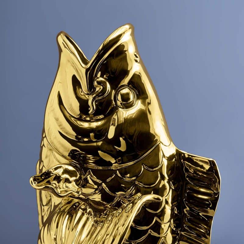 Gouden Blubb Vis Sculptuur/Vaas
