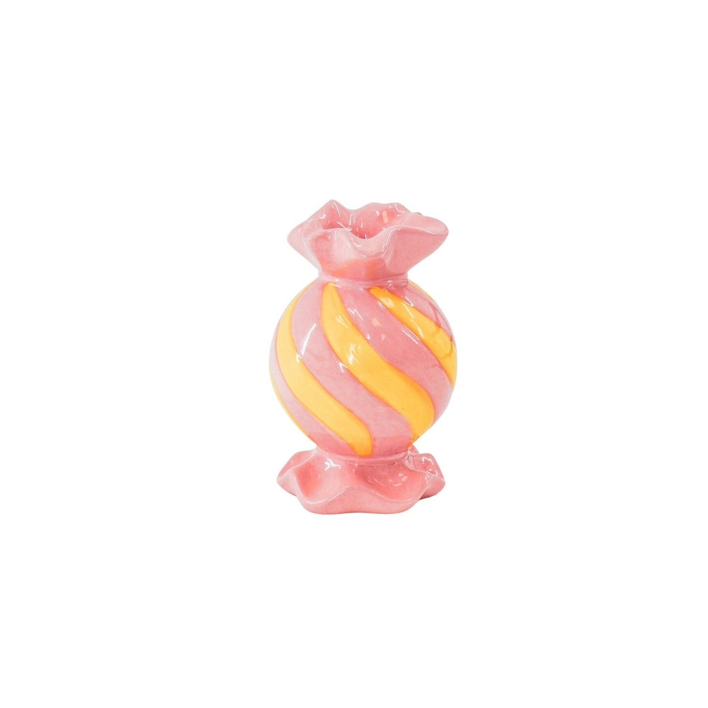 Candlestick - Toffee Candy - Ceramic - Pink/Yellow - 8.5x8.5x13 cm