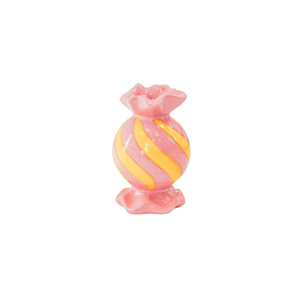 Candlestick - Toffee Candy - Ceramic - Pink/Yellow - 8.5x8.5x13 cm