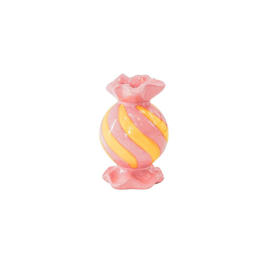 Candlestick - Toffee Candy - Ceramic - Pink/Yellow - 8.5x8.5x13 cm