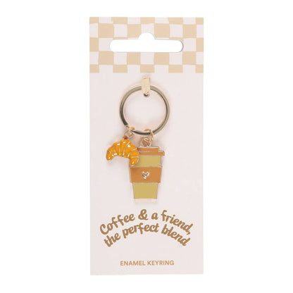 "Coffee and a Friend" Croissant Keychain