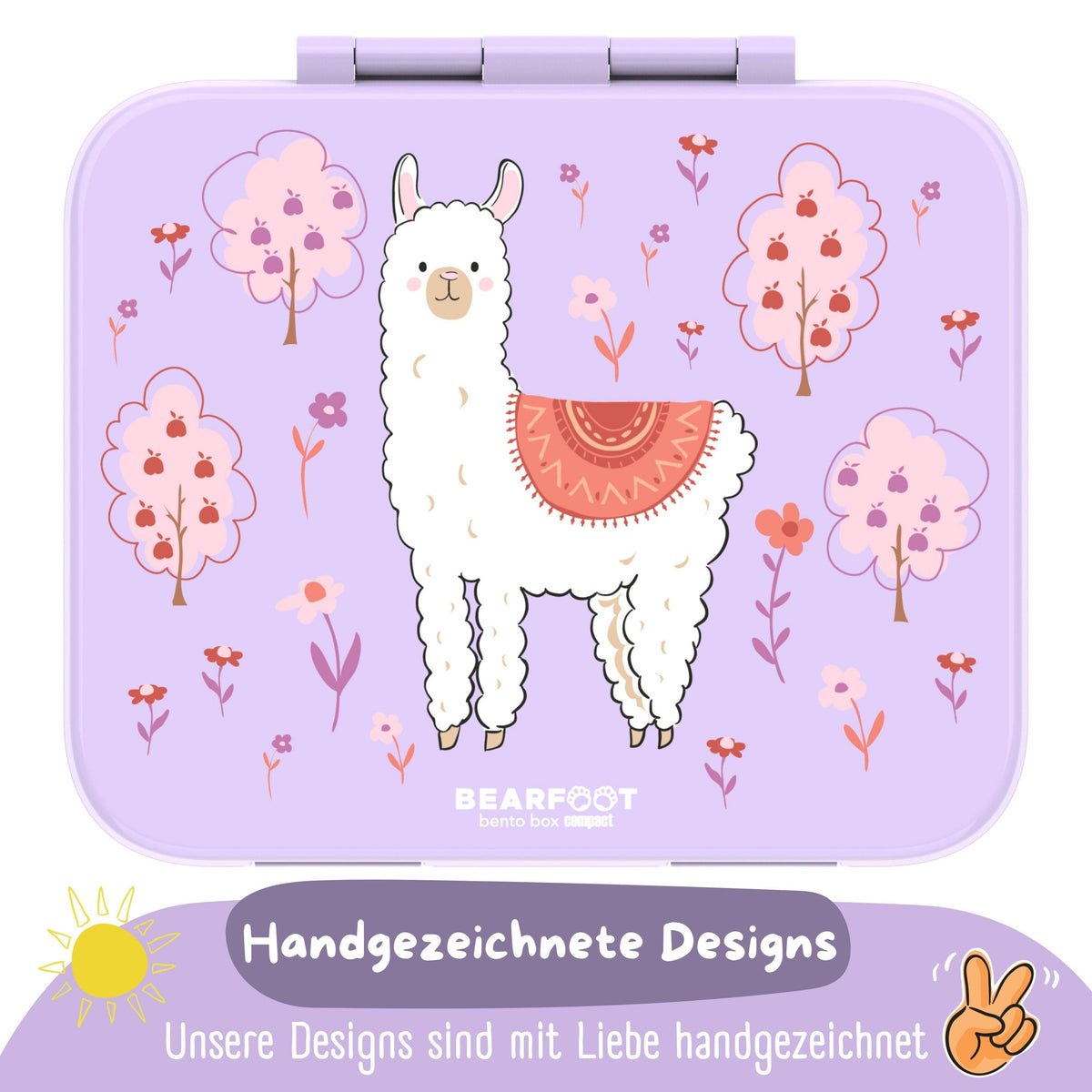 Lunchbox with compartments, lightweight & leak-proof - Llama purple